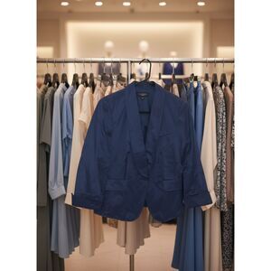 Talbots Navy Blue Blazer Size 10 - Shawl Collar 3/4 Sleeve Single Button